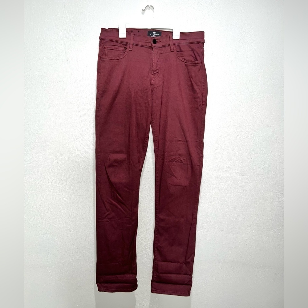 7 For All Mankind Live Sport Slimmy Burgundy Red Jeans Women Size 33